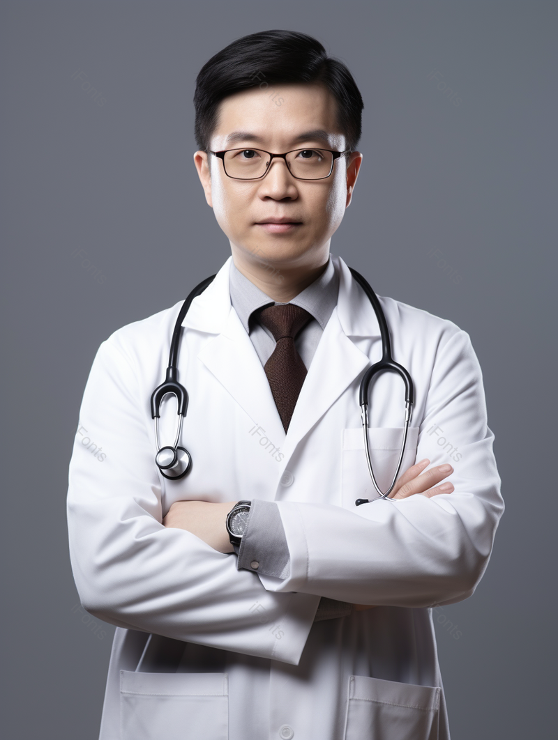 纯色背景职工人物医生抱胸实拍摄影图,高清,摄影图,摄影图片,图片大全,摄影图免费下载